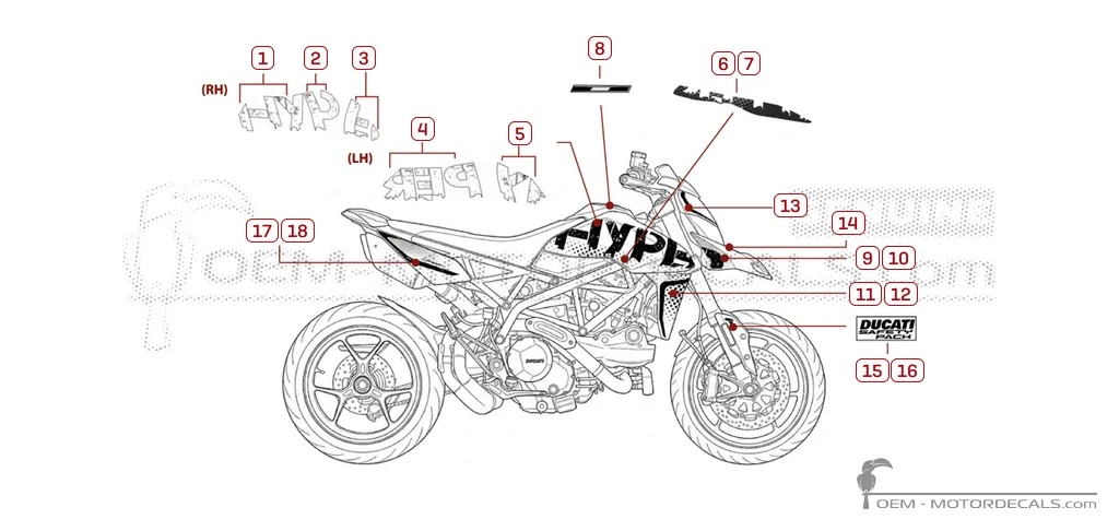 Naklejki do Ducati HYPERMOTARD 950 RVE 2021 • Ducati Naklejki OEM