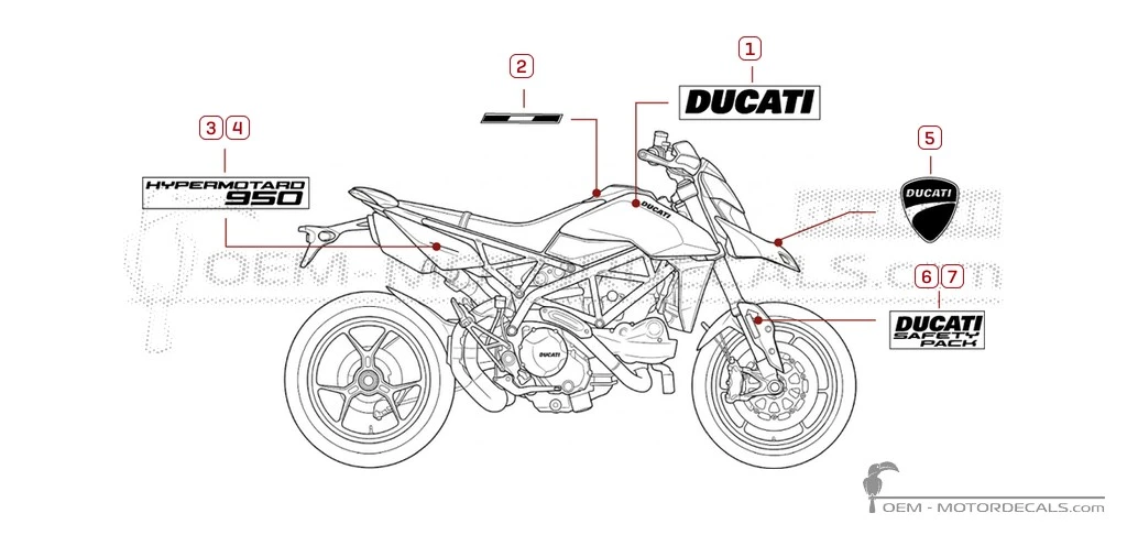 Aufkleber für Ducati HYPERMOTARD 950 2024 • Ducati OEM-Aufkleber