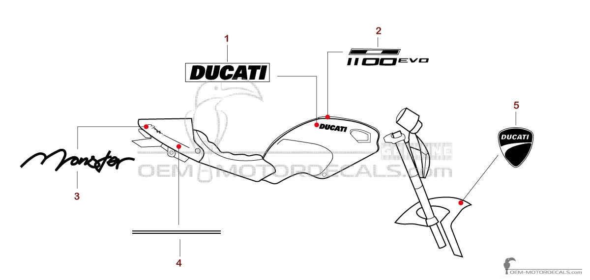 Adesivi per Ducati MONSTER 1100 DIESEL 2012 - Verde • Ducati Adesivi OEM