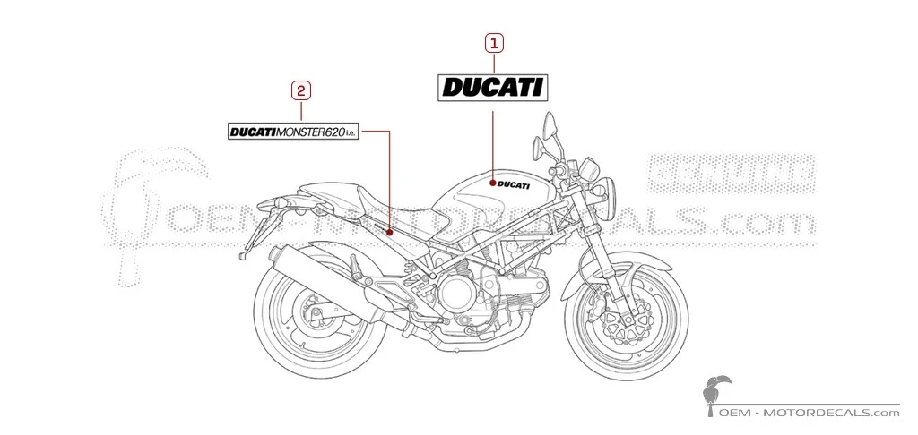 Autocollants pour Ducati MONSTER 620 I.E. 2003 • Ducati Autocollants OEM