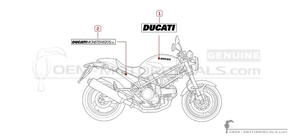 Aufkleber für Ducati MONSTER 620 S I.E. 2006 • Ducati OEM-Aufkleber