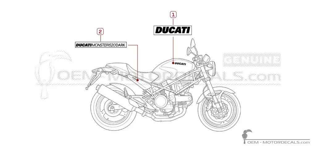 Aufkleber für Ducati MONSTER 620 Dark 2006 • Ducati OEM-Aufkleber