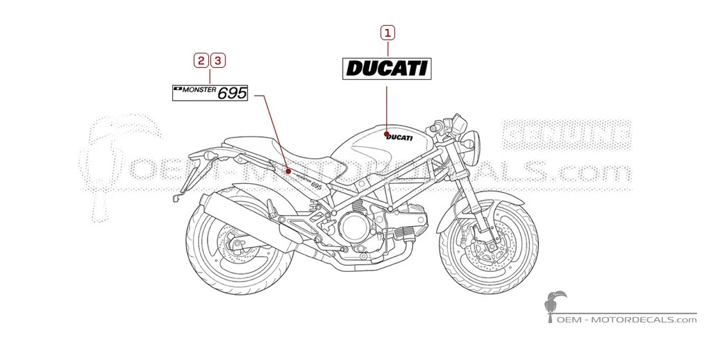 Pegatinas para Ducati MONSTER 695 2007 • Ducati Pegatinas OEM