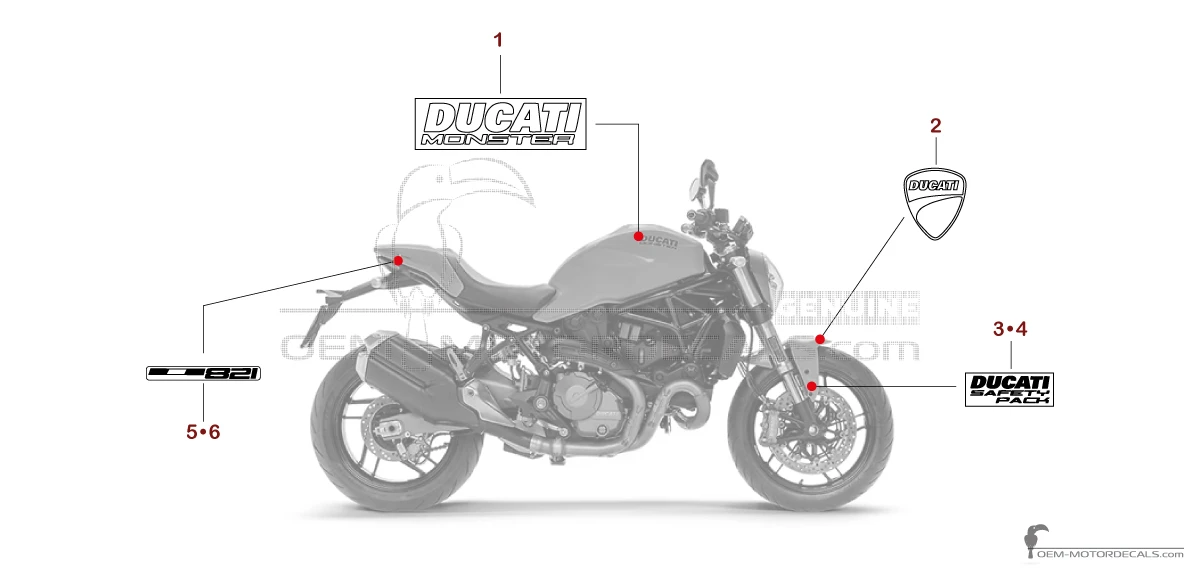 Decals for Ducati MONSTER 821 2019 - Yellow • Ducati OEM Decals