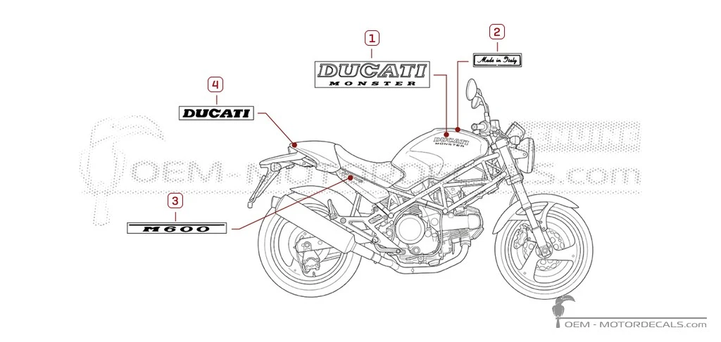 Stickers voor Ducati MONSTER M600 1996 • Ducati OEM Stickers