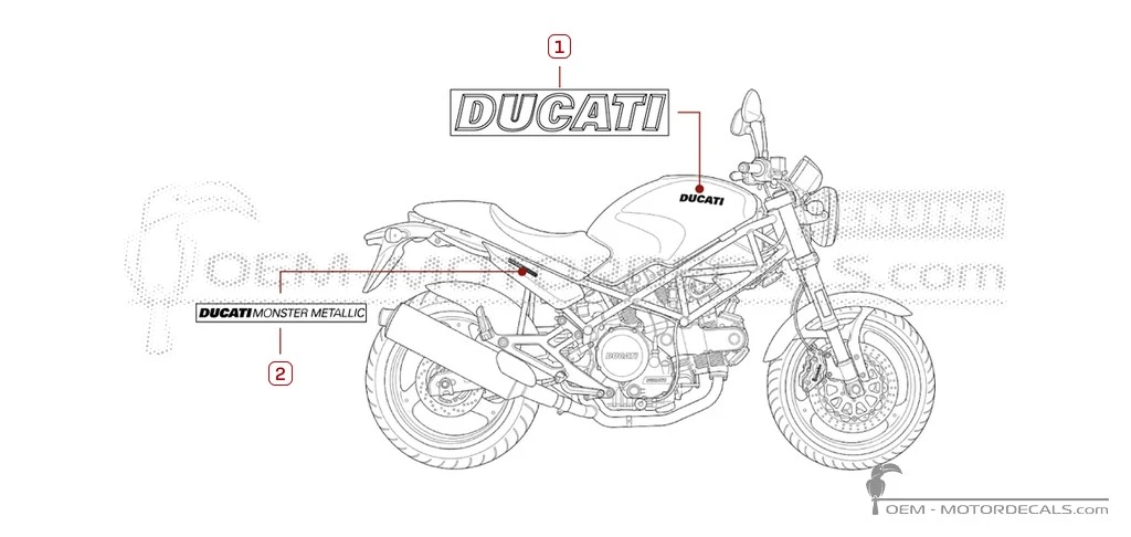 Aufkleber für Ducati MONSTER M600 Metallic 2001 • Ducati OEM-Aufkleber