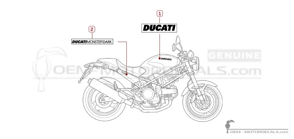 Autocollants pour Ducati MONSTER M600 Dark 2001 • Ducati Autocollants OEM