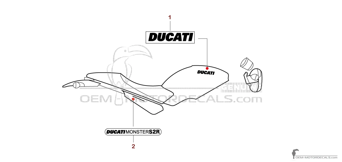 Aufkleber für Ducati MONSTER S2R 2005 - Dunkelgrau • Ducati OEM-Aufkleber