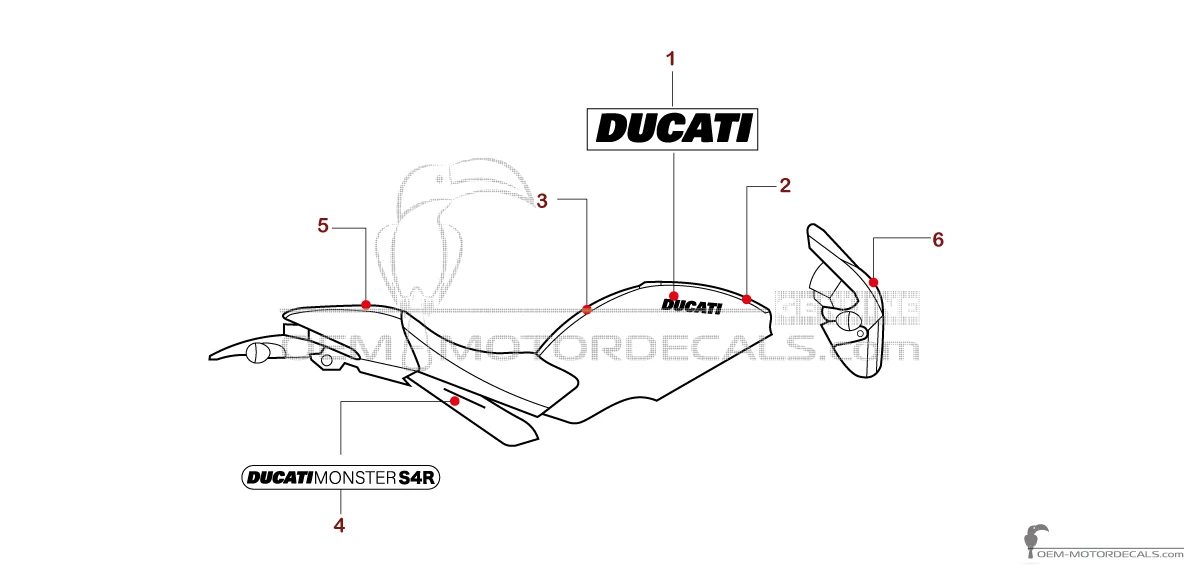 Decals for Ducati MONSTER S4R 2007 - Silver • Ducati OEM Decals