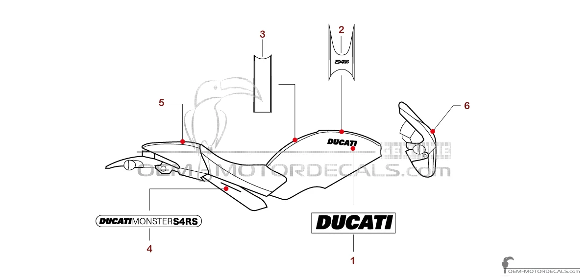 Adesivi per Ducati MONSTER S4RS 2006 - Rosso • Ducati Adesivi OEM