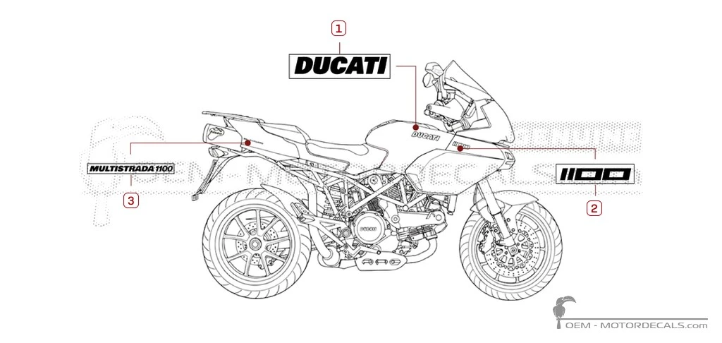 Decals for Ducati MULTISTRADA 1100 2007 • Ducati OEM Decals