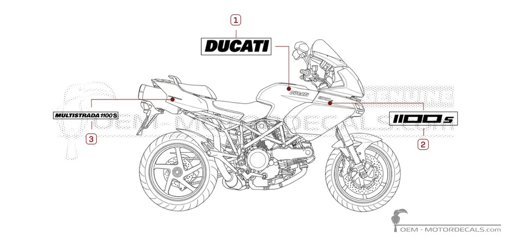 Decals for Ducati MULTISTRADA 1100 S 2007 • Ducati OEM Decals