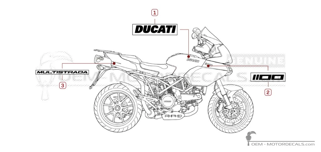 Pegatinas para Ducati MULTISTRADA 1100 2009 • Ducati Pegatinas OEM