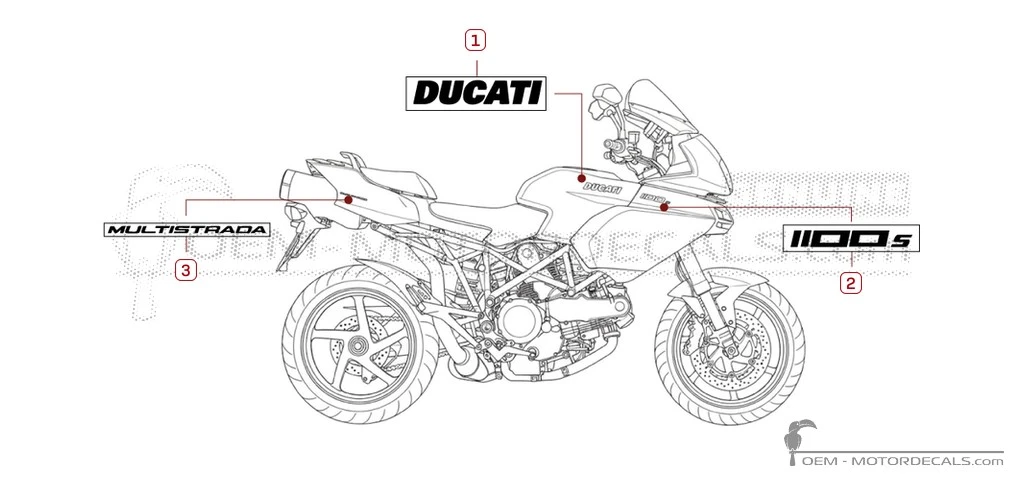 Pegatinas para Ducati MULTISTRADA 1100 S 2009 • Ducati Pegatinas OEM