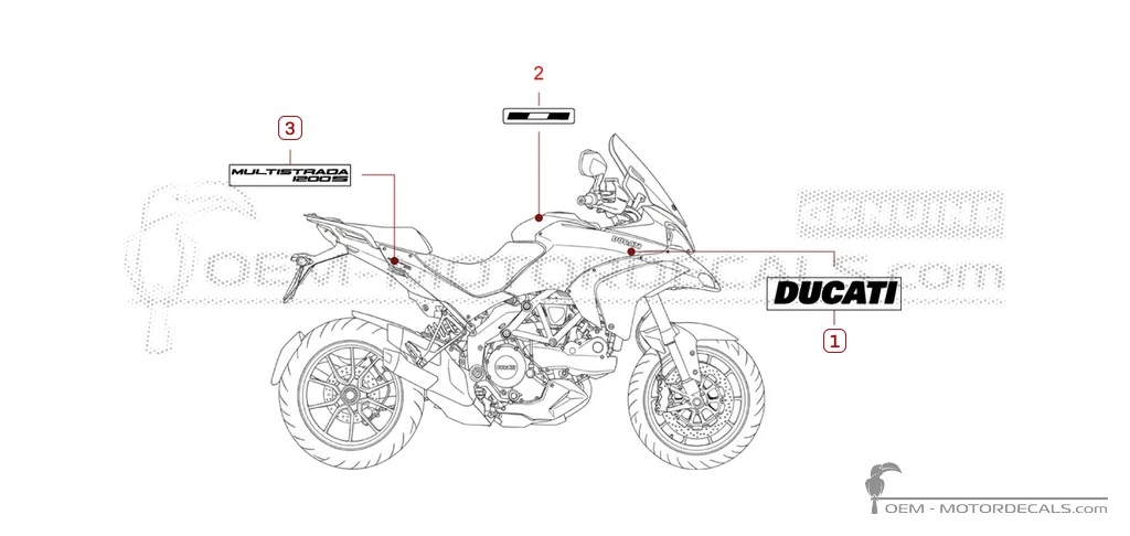 Pegatinas para Ducati MULTISTRADA 1200 S 2011 • Ducati Pegatinas OEM