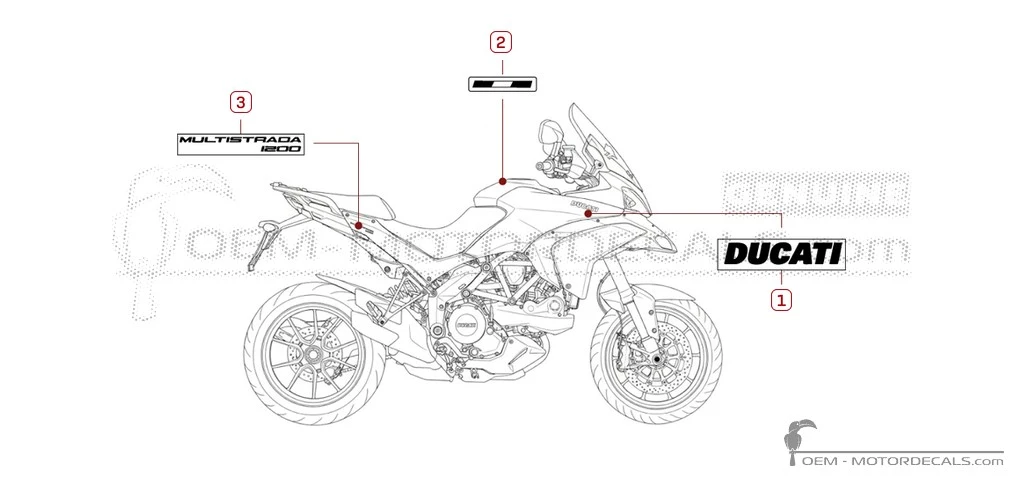 Autocollants pour Ducati MULTISTRADA 1200 2012 • Ducati Autocollants OEM