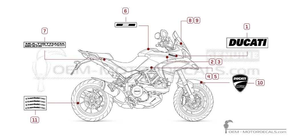 Adesivi per Ducati MULTISTRADA 1200 Pikes Peak  2013 • Ducati Adesivi OEM