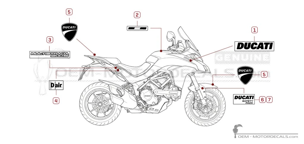 Autocollants pour Ducati MULTISTRADA 1200 S D-Air  2016 • Ducati Autocollants OEM