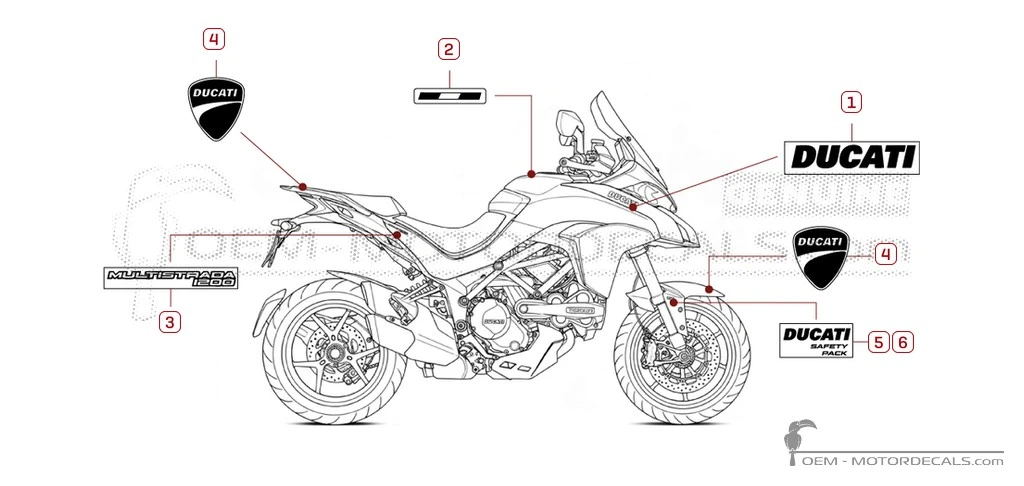 Pegatinas para Ducati MULTISTRADA 1200 2017 • Ducati Pegatinas OEM