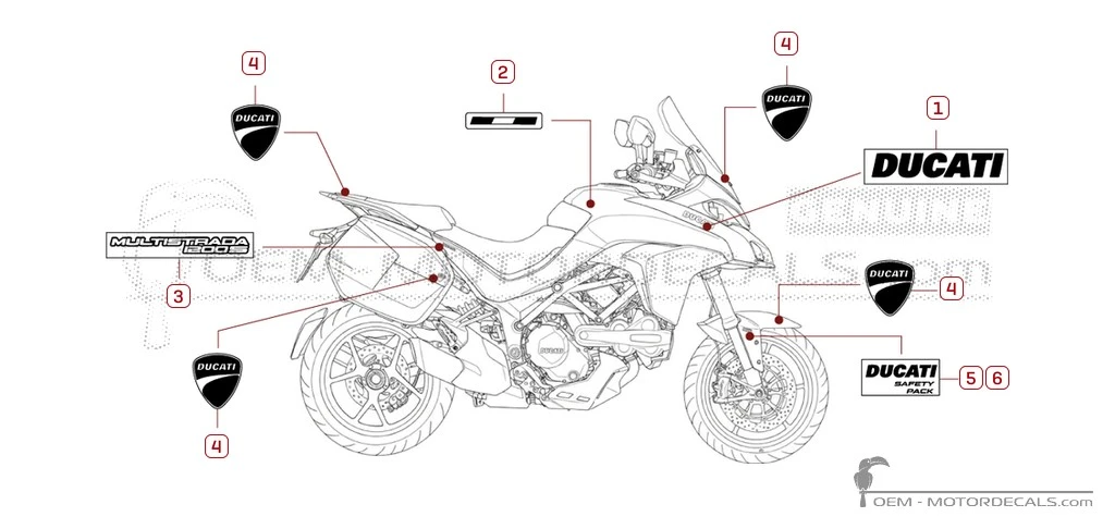 Adesivi per Ducati MULTISTRADA 1200 S Touring  2017 • Ducati Adesivi OEM