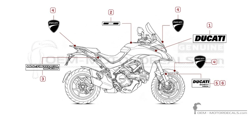 Adesivi per Ducati MULTISTRADA 1200 S 2017 • Ducati Adesivi OEM