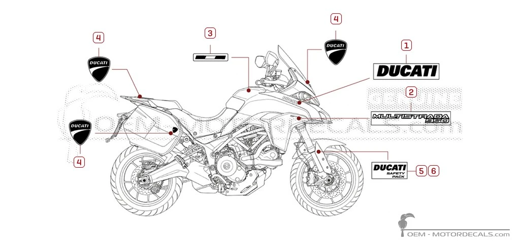 Naklejki do Ducati MULTISTRADA 950 Touring 2017 • Ducati Naklejki OEM