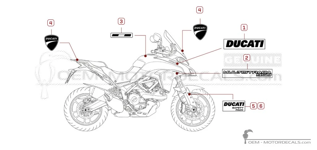 Pegatinas para Ducati MULTISTRADA 950 2017 • Ducati Pegatinas OEM