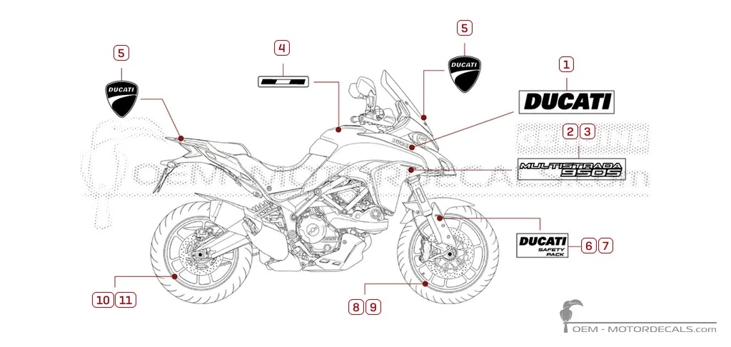 Naklejki do Ducati MULTISTRADA 950 S 2021 • Ducati Naklejki OEM
