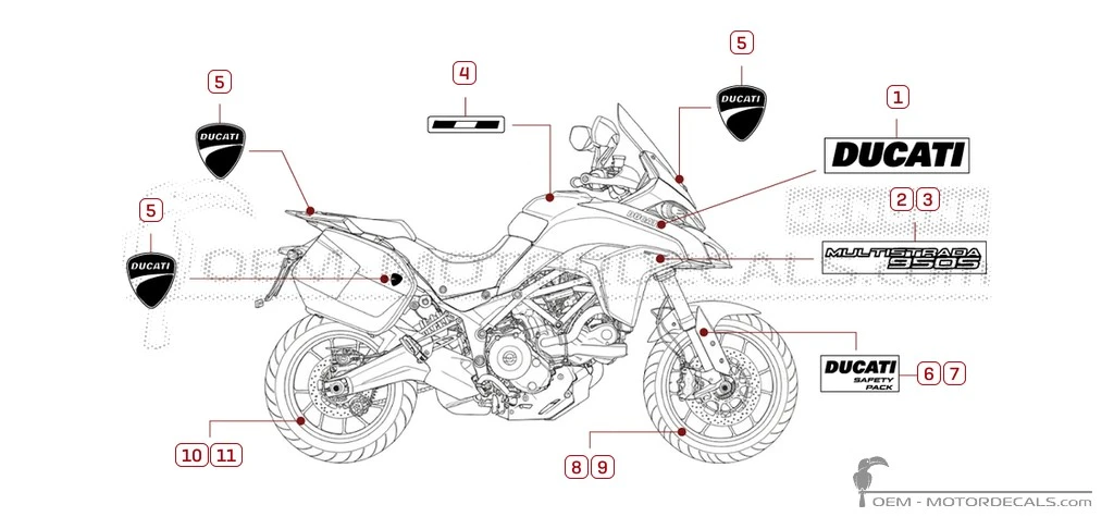 Naklejki do Ducati MULTISTRADA 950 S Touring  2021 • Ducati Naklejki OEM