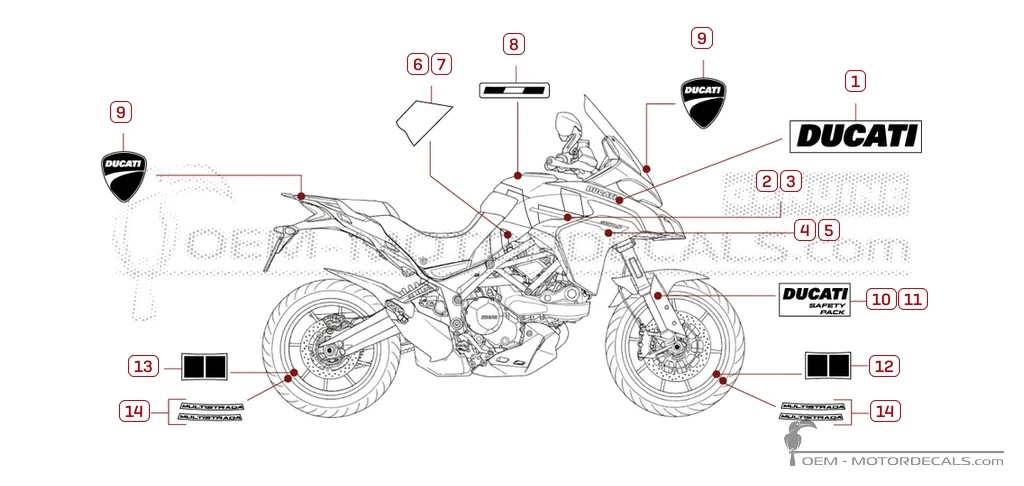 Stickers voor Ducati MULTISTRADA 950 S 2021 • Ducati OEM Stickers