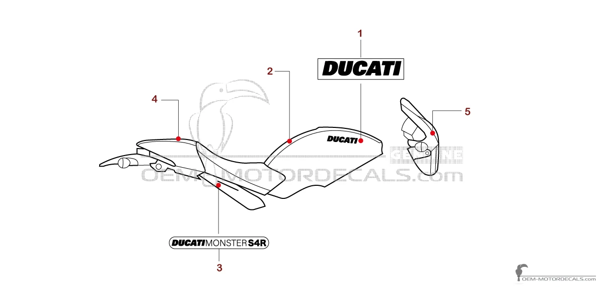 Naklejki do Ducati MONSTER S4R 2006 - Black • Ducati Naklejki OEM