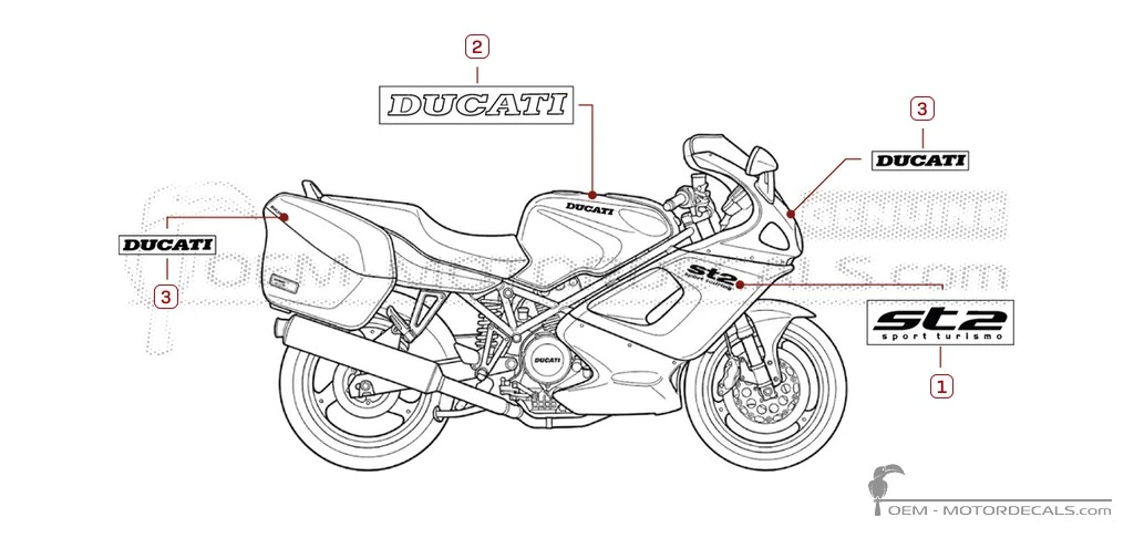 Aufkleber für Ducati ST2 944 Sport Touring 1997 • Ducati OEM-Aufkleber