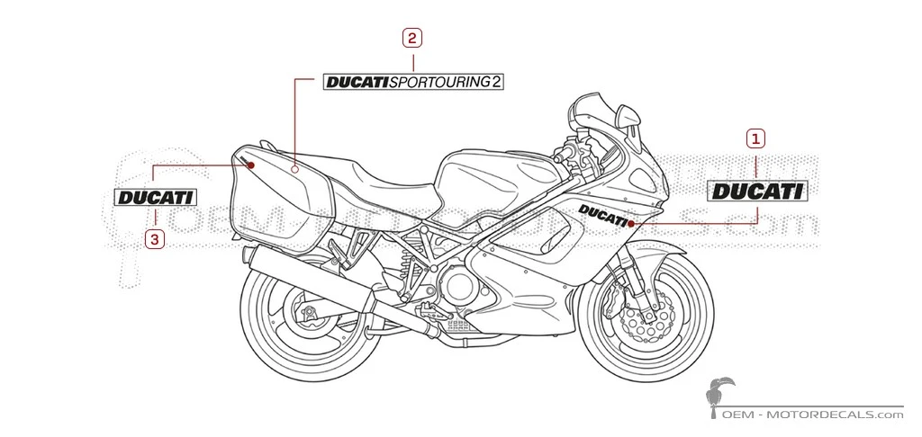 Aufkleber für Ducati ST2 944 Sport Touring 1999 • Ducati OEM-Aufkleber Aufkleber für Ducati ST2 944 Sport Touring 1999 • Ducati OEM-Aufkleber