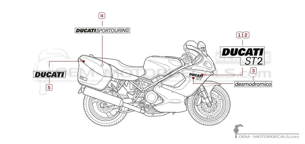 Adesivi per Ducati ST2 944 Sport Touring 2003 • Ducati Adesivi OEM