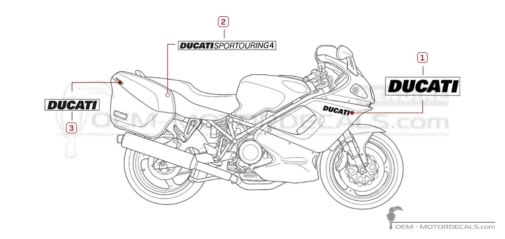 Pegatinas para Ducati ST4 916 Sport Touring 1999 • Ducati Pegatinas OEM Pegatinas para Ducati ST4 916 Sport Touring 1999 • Ducati Pegatinas OEM