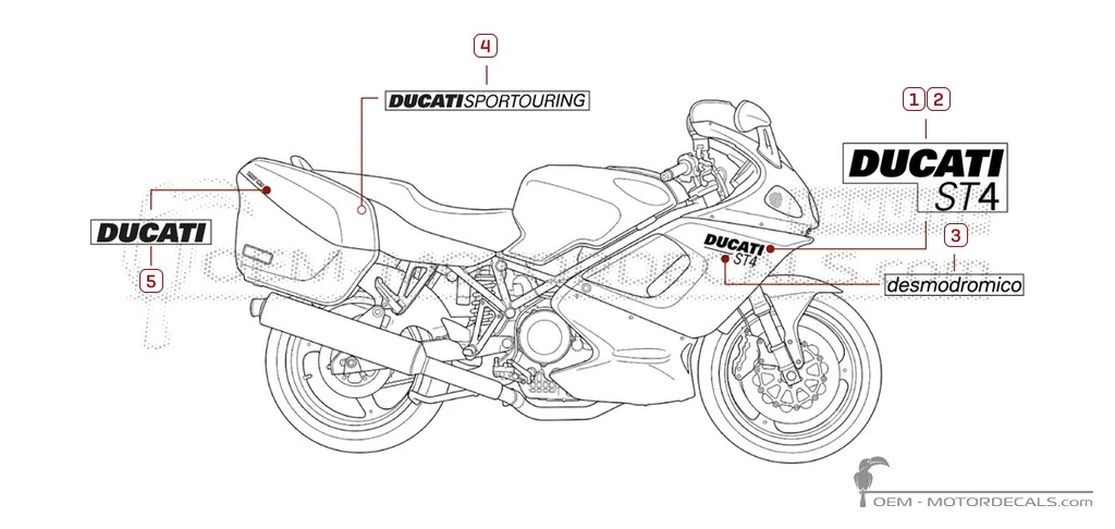 Adesivi per Ducati ST4 916 Sport Touring 2000 • Ducati Adesivi OEM Adesivi per Ducati ST4 916 Sport Touring 2000 • Ducati Adesivi OEM