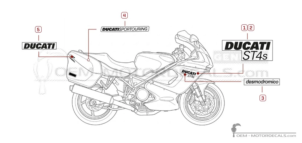 Adesivi per Ducati ST4S 996 Sport Touring 2002 • Ducati Adesivi OEM