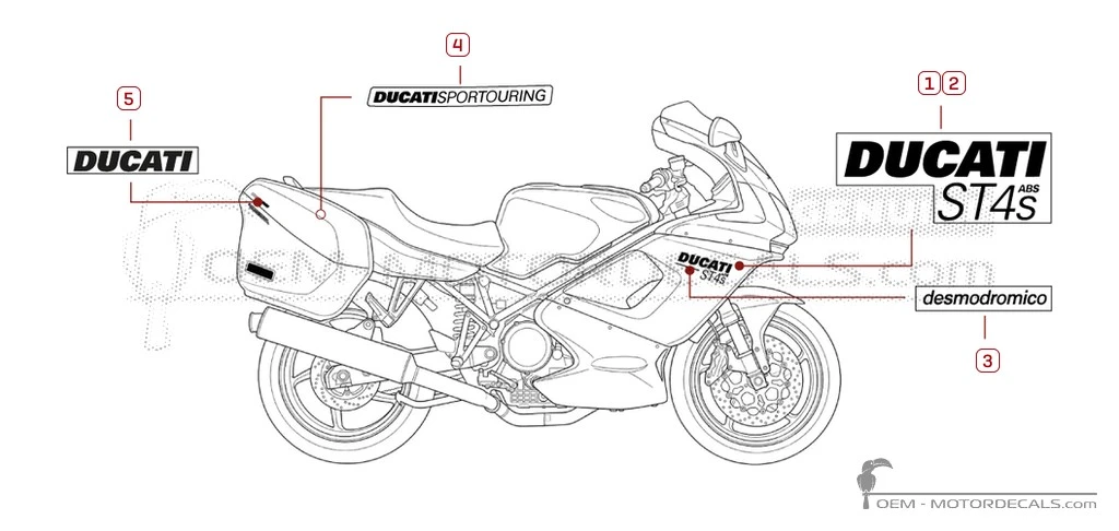 Aufkleber für Ducati ST4S 996 Sport Touring ABS 2004 • Ducati OEM-Aufkleber