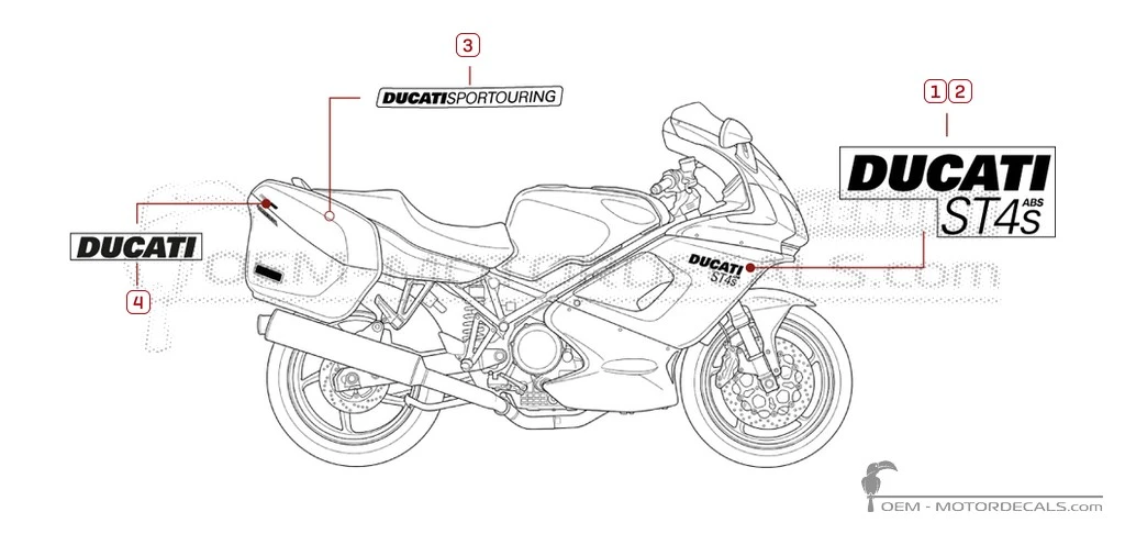 Aufkleber für Ducati ST4S 996 Sport Touring ABS 2005 • Ducati OEM-Aufkleber