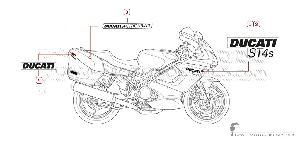 Aufkleber für Ducati ST4S 996 Sport Touring 2005 • Ducati OEM-Aufkleber
