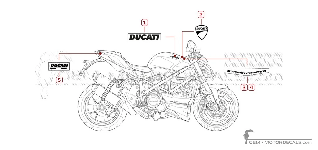 Adesivi per Ducati STREETFIGHTER 1098 2011 • Ducati Adesivi OEM