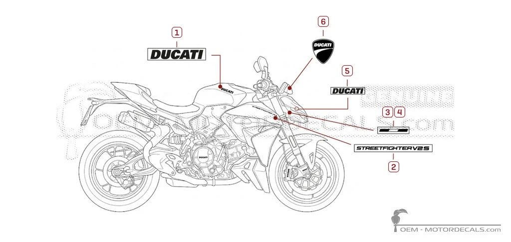 Autocollants pour Ducati STREETFIGHTER V2 S 2025 • Ducati Autocollants OEM