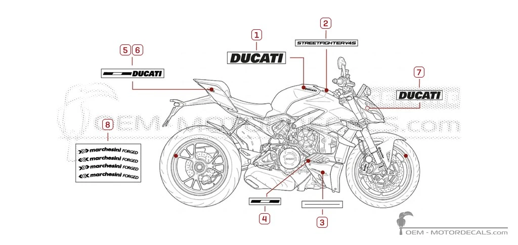Aufkleber für Ducati STREETFIGHTER V4 S 2020 • Ducati OEM-Aufkleber