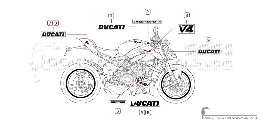 Pegatinas para Ducati STREETFIGHTER V4 2024 • Ducati Pegatinas OEM Pegatinas para Ducati STREETFIGHTER V4 2024 • Ducati Pegatinas OEM