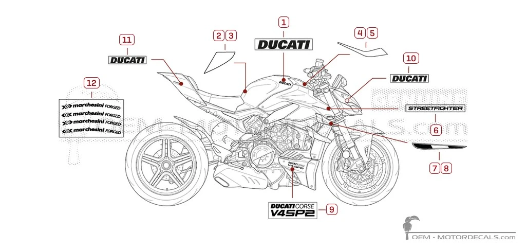 Adesivi per Ducati STREETFIGHTER V4 SP2 2024 • Ducati Adesivi OEM Adesivi per Ducati STREETFIGHTER V4 SP2 2024 • Ducati Adesivi OEM