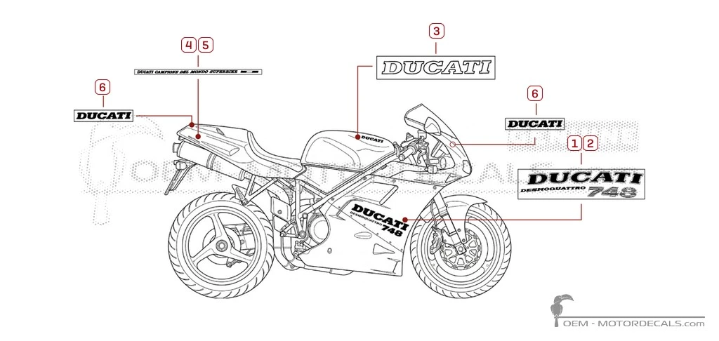 Decals for Ducati SUPERBIKE 748 1997 • Ducati OEM Decals Decals for Ducati SUPERBIKE 748 1997 • Ducati OEM Decals