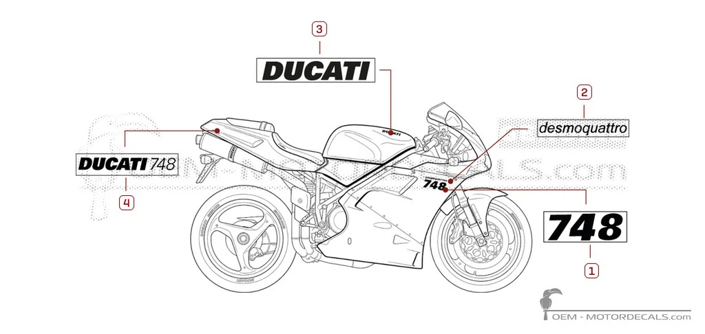 Adesivi per Ducati SUPERBIKE 748 1999 • Ducati Adesivi OEM