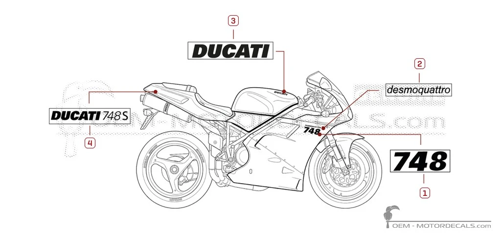 Adesivi per Ducati SUPERBIKE 748 S 1999 • Ducati Adesivi OEM Adesivi per Ducati SUPERBIKE 748 S 1999 • Ducati Adesivi OEM