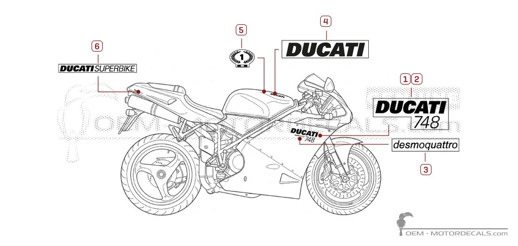 Aufkleber für Ducati SUPERBIKE 748 2002 • Ducati OEM-Aufkleber Aufkleber für Ducati SUPERBIKE 748 2002 • Ducati OEM-Aufkleber