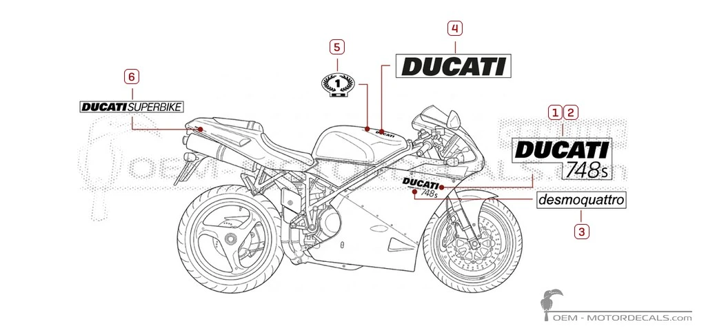 Aufkleber für Ducati SUPERBIKE 748 S 2002 • Ducati OEM-Aufkleber